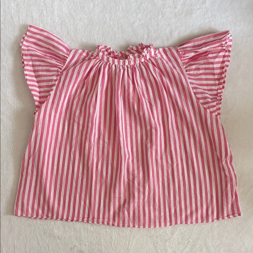{Anthro} Birds of Paradis by Trovata | Carla Stripe High Neck Ruffle Top $248 S - Picture 3 of 16